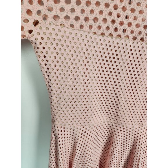 BCBG Max Azria Sz. XS Kyla Whisper Pink Long Sleeve Crochet Fit & Flare Dress - Picture 5 of 8